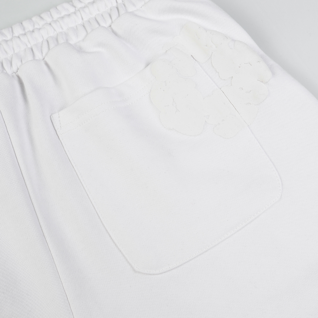Denim Träger Triple White Shorts Set