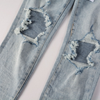 Lila dreifach zerrissene Jeans