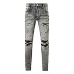 Amr Patchwork Ripped Grey Jeans