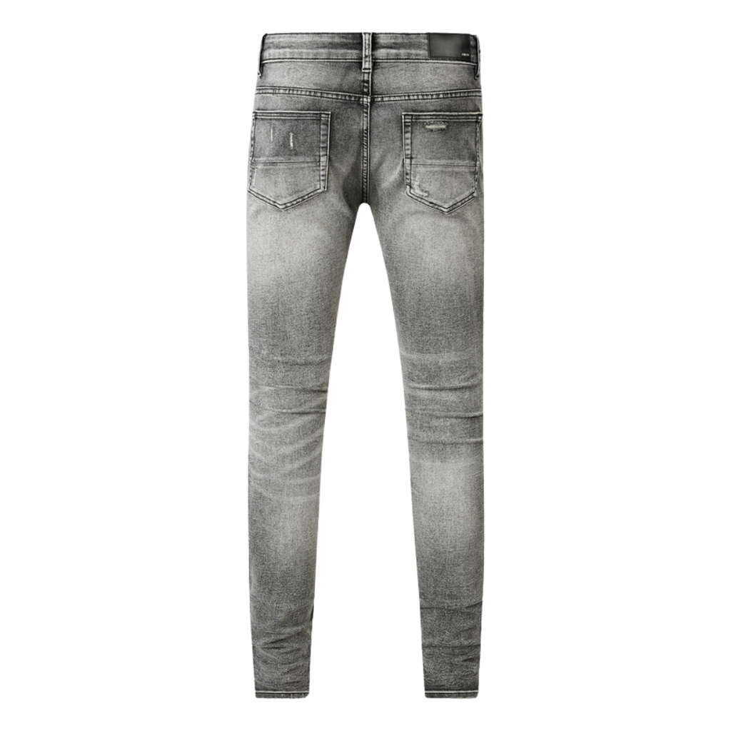 Amr Patchwork Ripped Grey Jeans