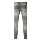 Amr Patchwork Ripped Grey Jeans