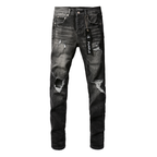 Purple Ripped Grey Black Jeans