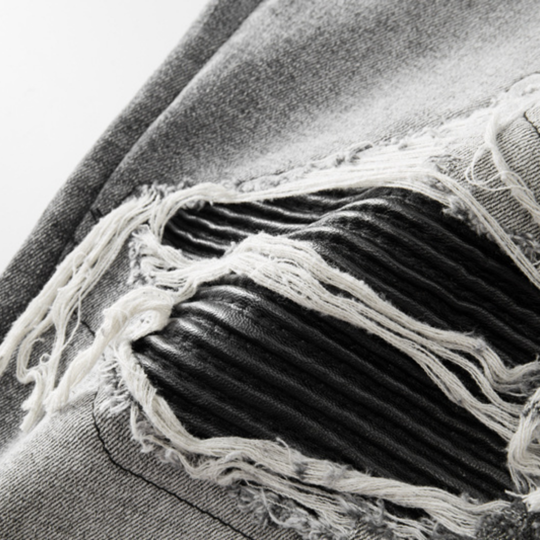 Amr Patchwork Ripped Grey Jeans