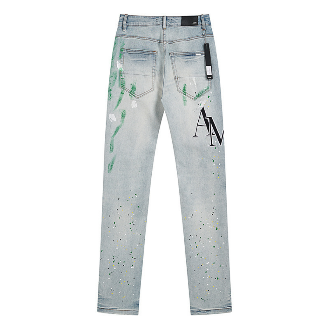 Amr Staggered Blue Jeans