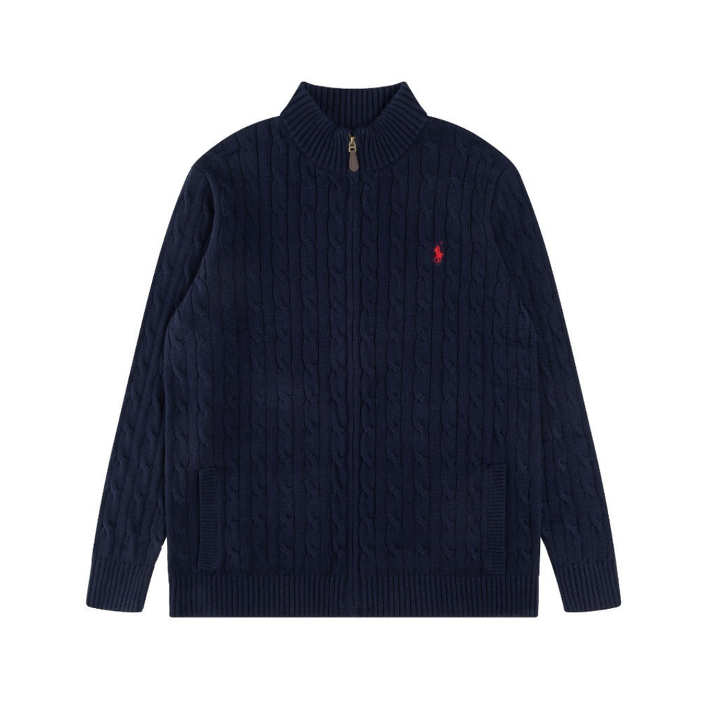 Polo-Strickjacke mit Reißverschluss
