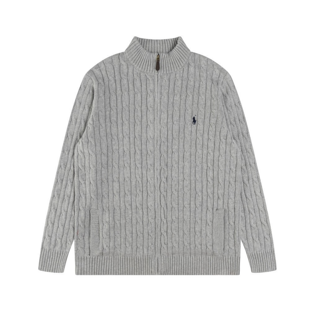 Polo-Strickjacke mit Reißverschluss