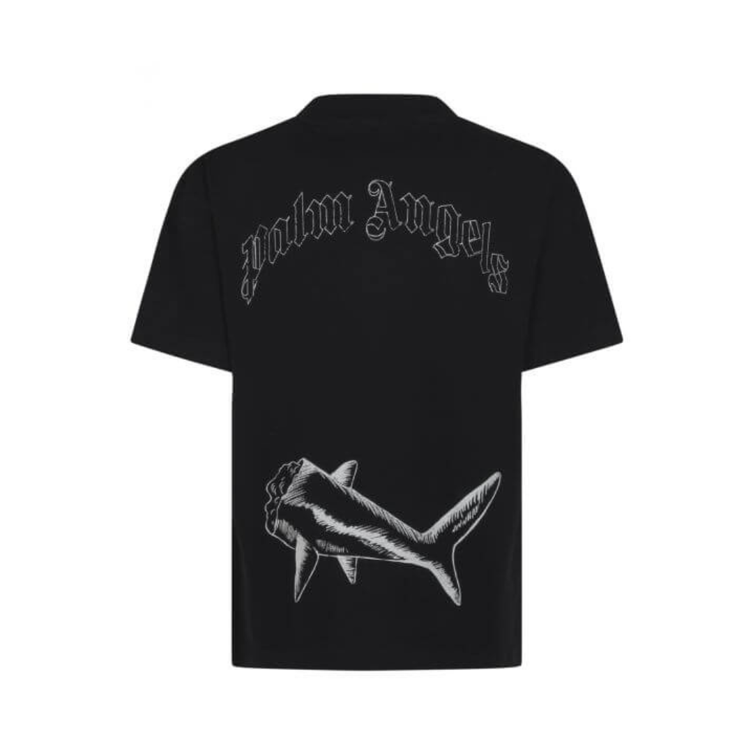 Hai-T-Shirt mit Palmenmuster