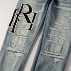 Amr Staggered Blue Jeans