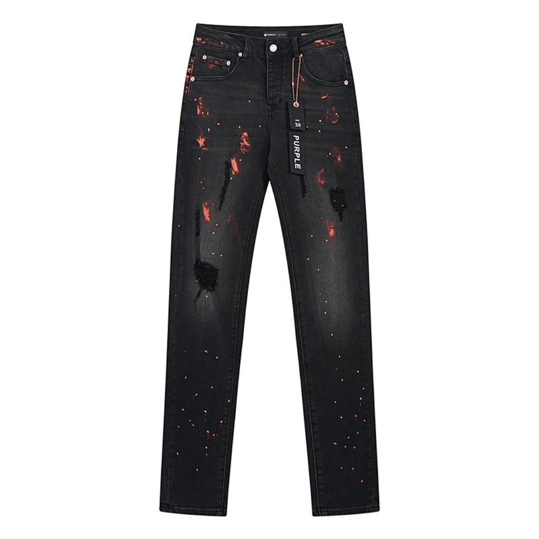 Lila Jeans mit Used-Look