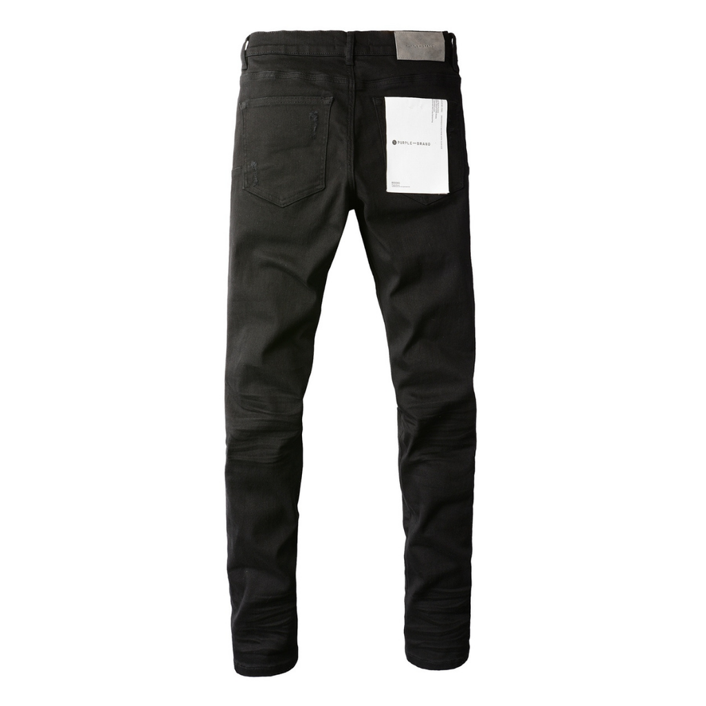 Lila Schwarze Zerrissene Jeans