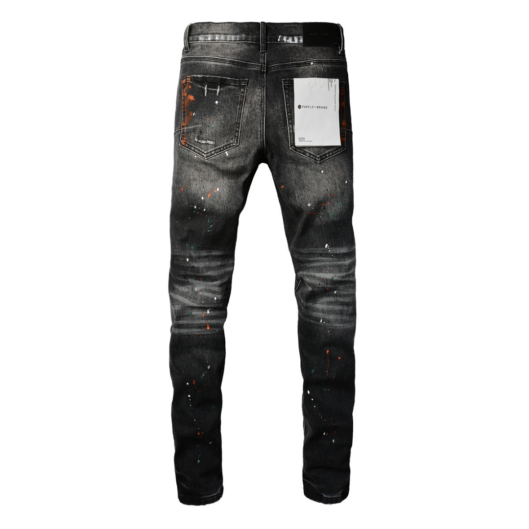 Lila Jeans mit Used-Look