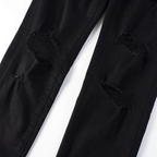 Lila Schwarze Zerrissene Jeans
