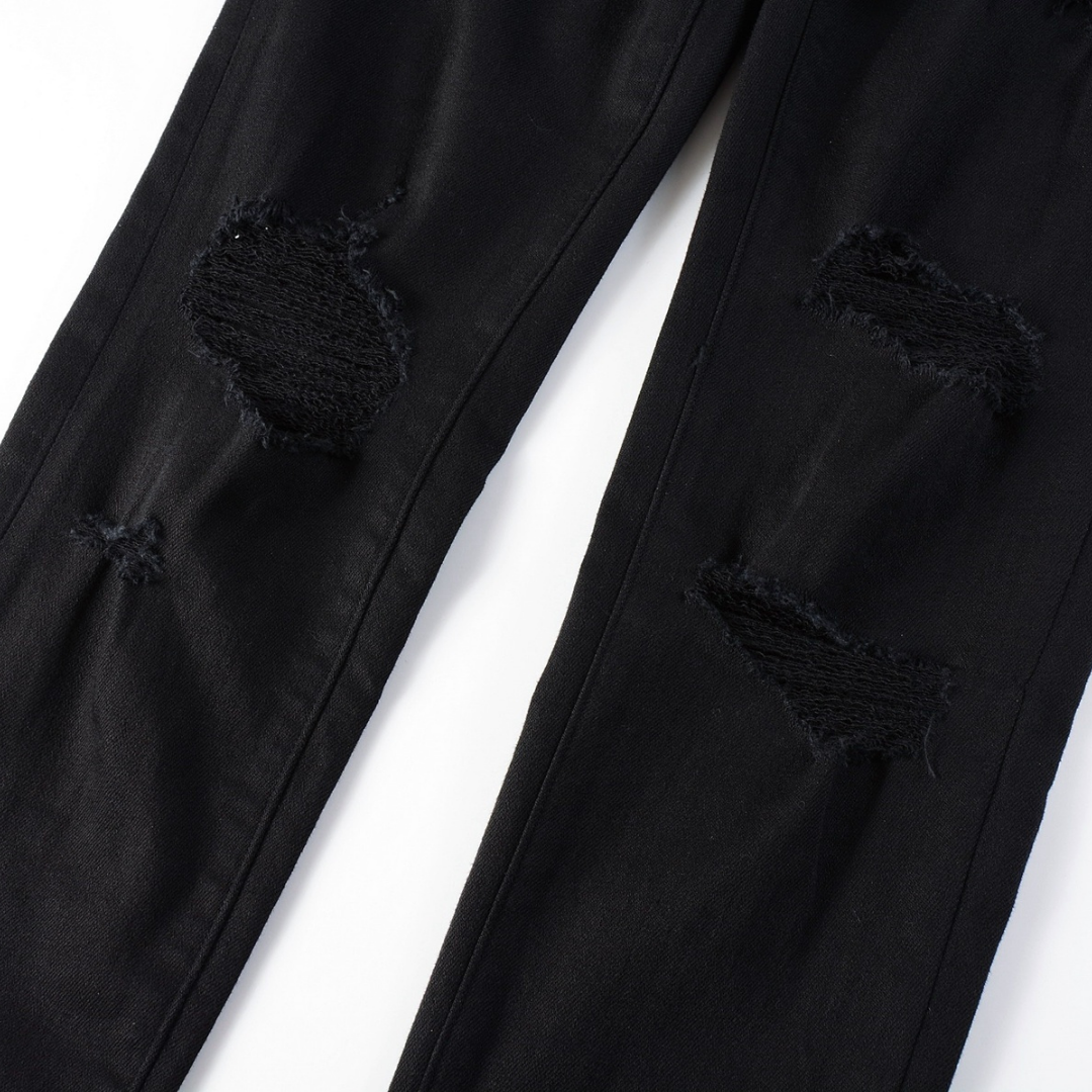 Lila Schwarze Zerrissene Jeans