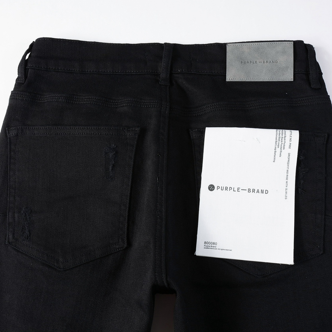 Lila Schwarze Zerrissene Jeans