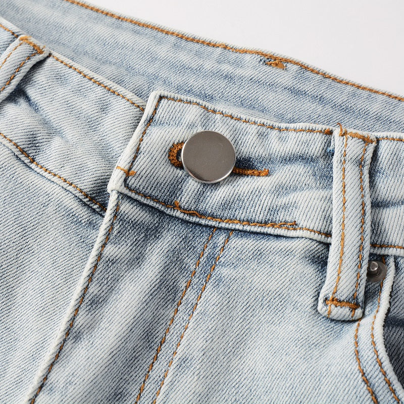 Amr Hellblaue Patchwork-Jeans