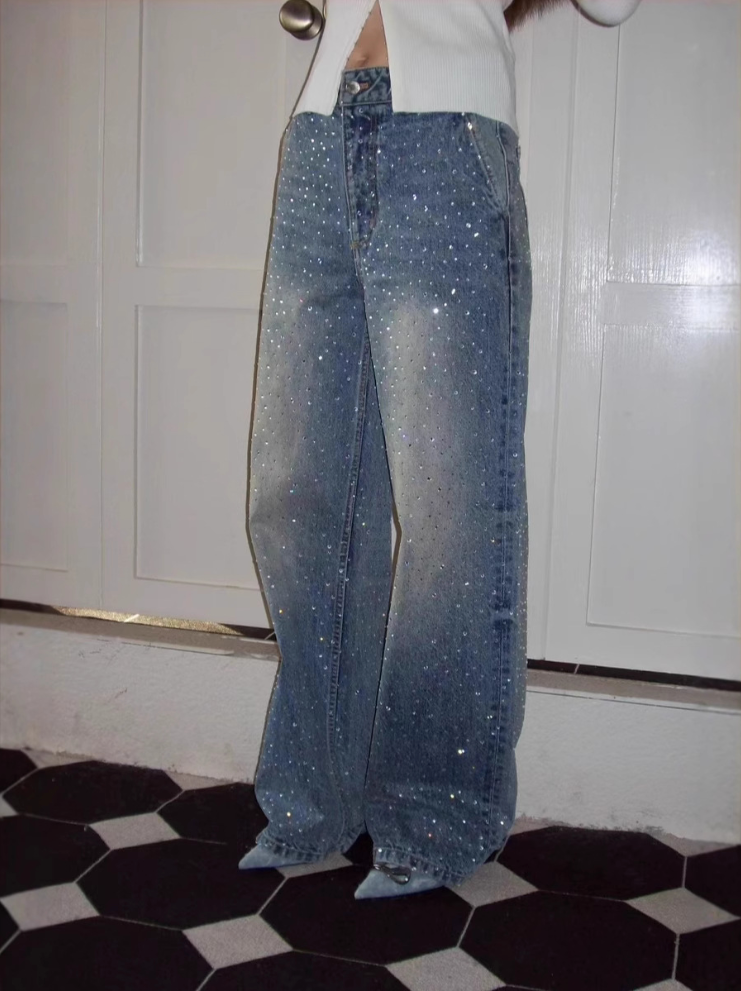 Glitzer-Denim-Hose