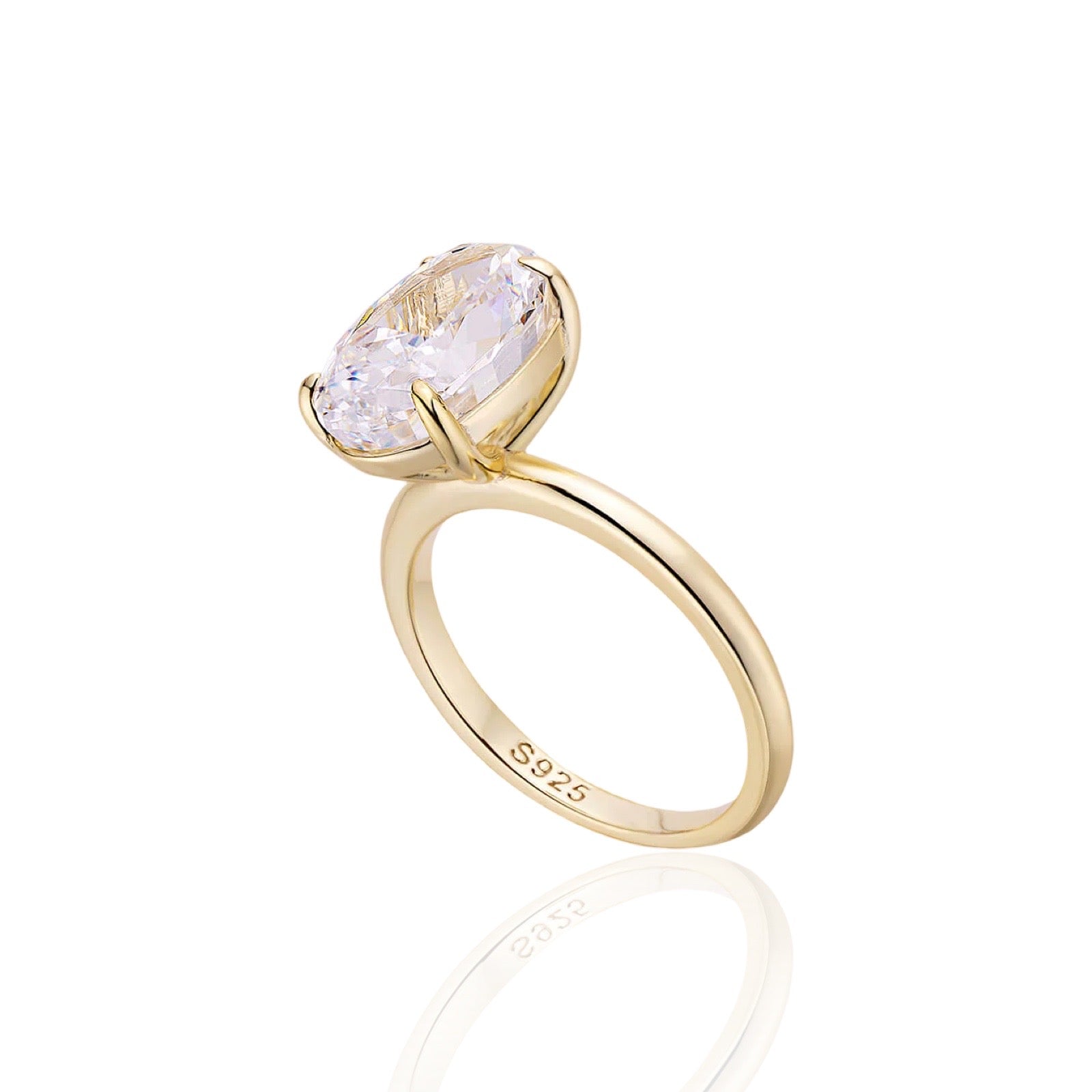 Oval Diamond Ring | 925 Sterling Silver