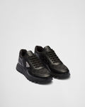 High-Top-Sneaker aus Leder und Re-Nylon