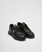 High-Top-Sneaker aus Leder und Re-Nylon