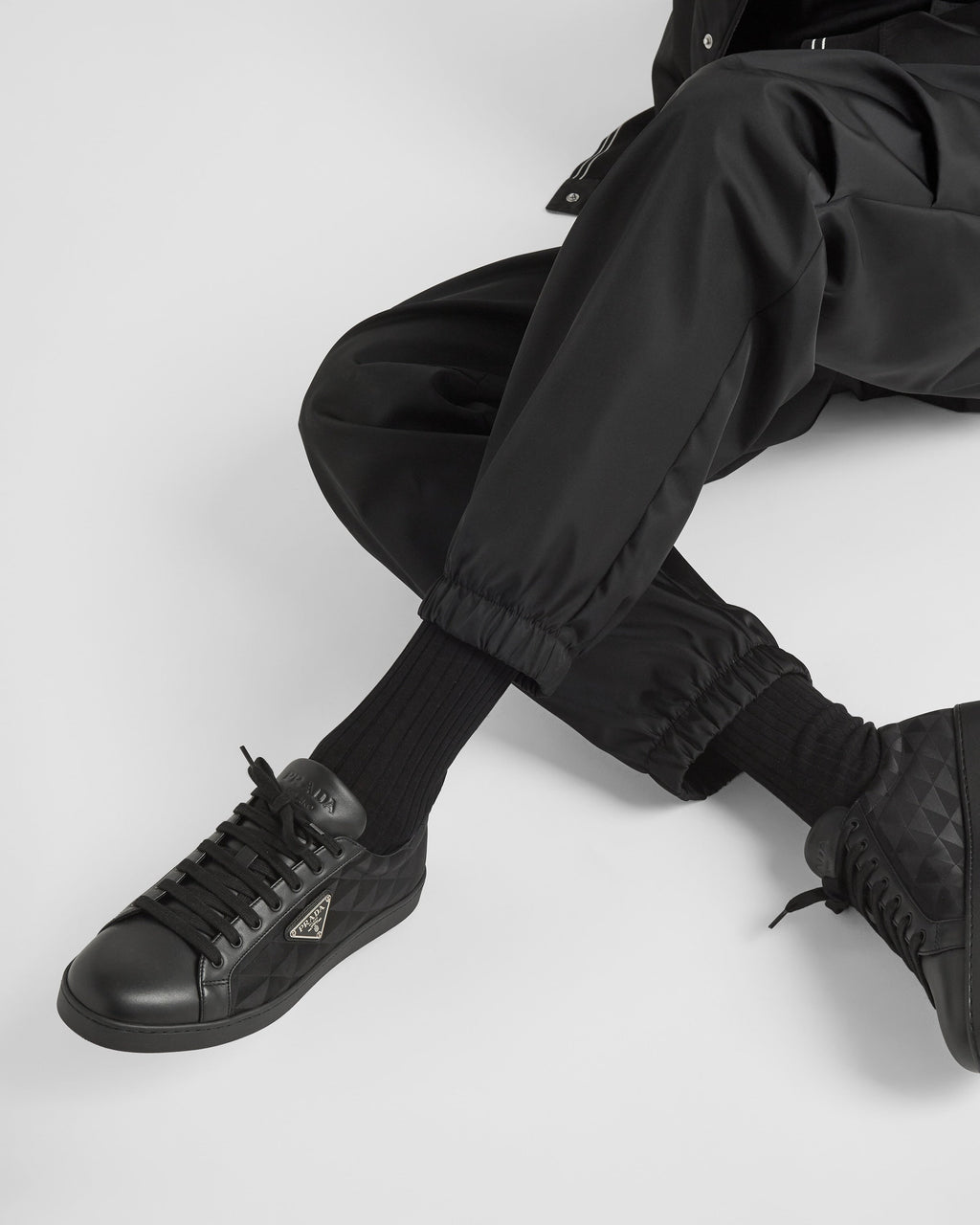 Leather and Re-Nylon sneakers