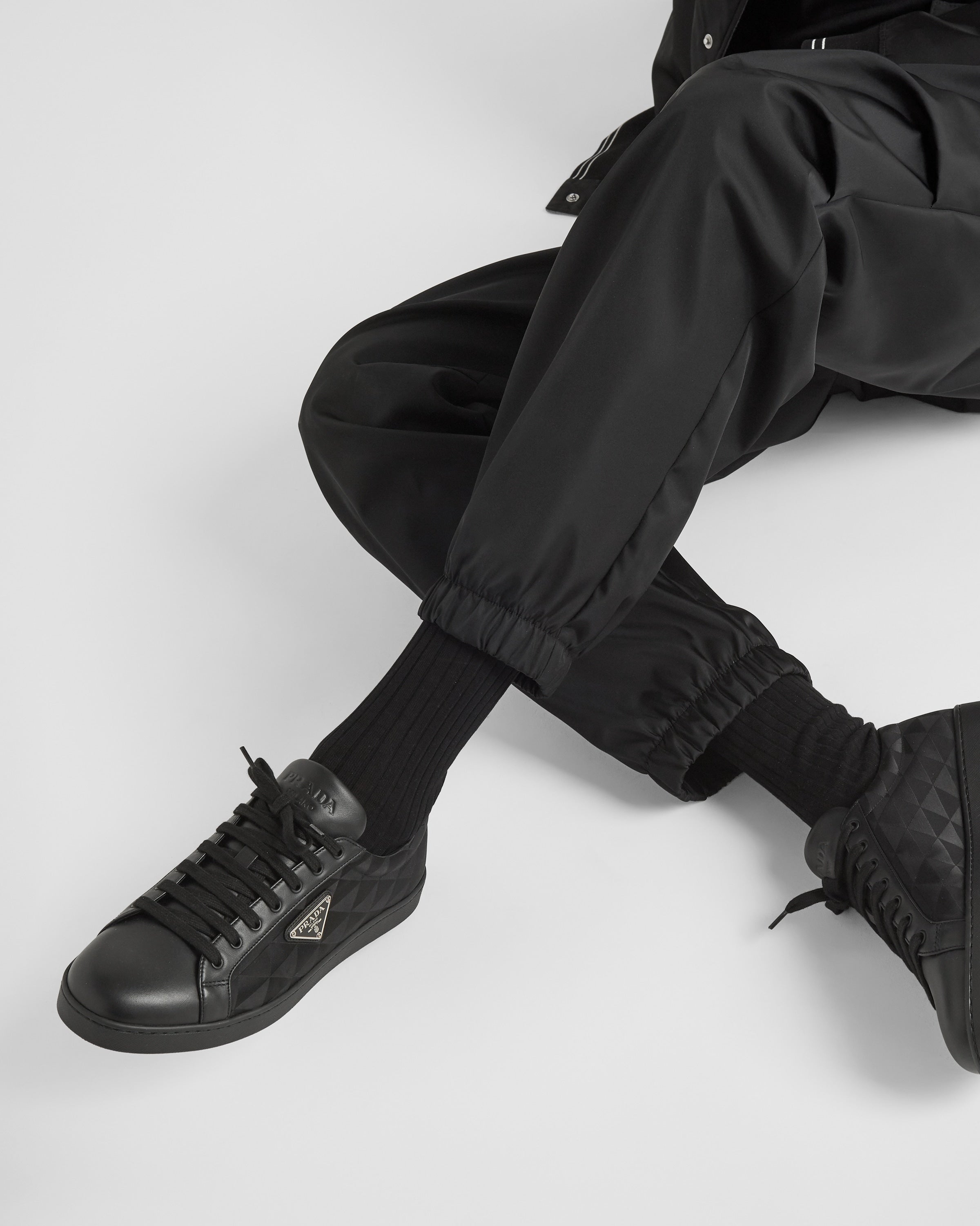 Leather and Re-Nylon sneakers