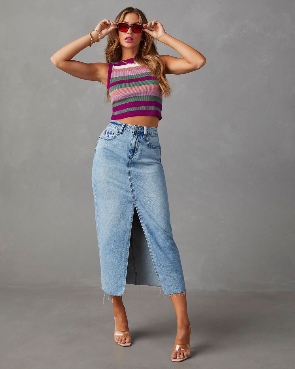 High Waist Denim Midi - Rock - UNCCENSORED