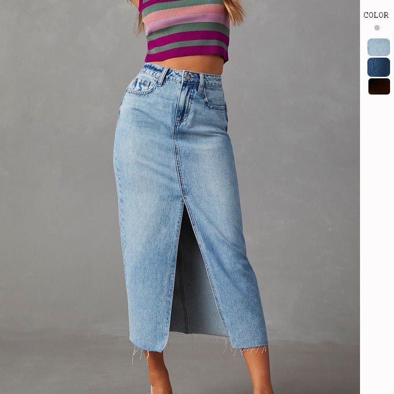 High Waist Denim Midi - Rock - UNCCENSORED