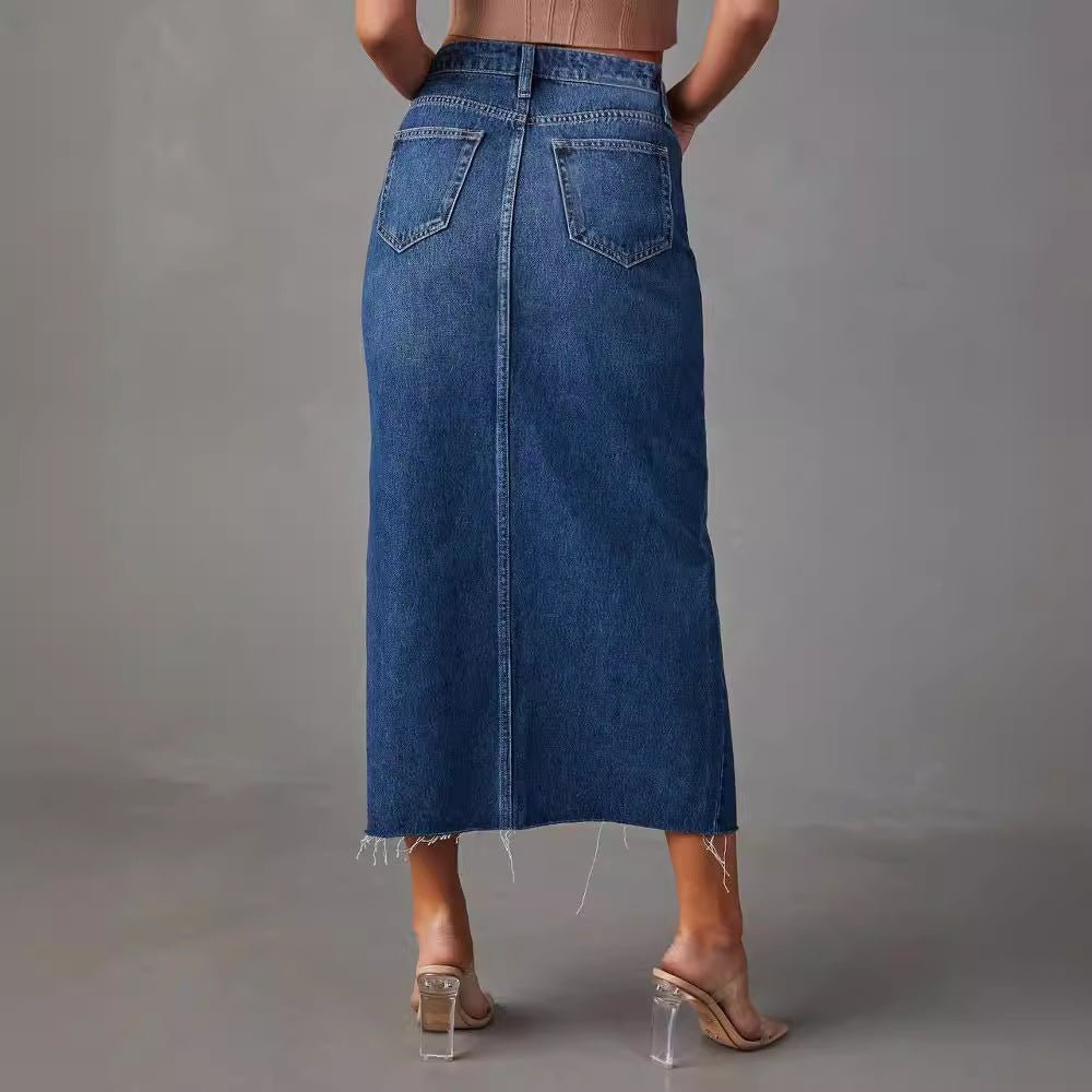 High Waist Denim Midi - Rock - UNCCENSORED